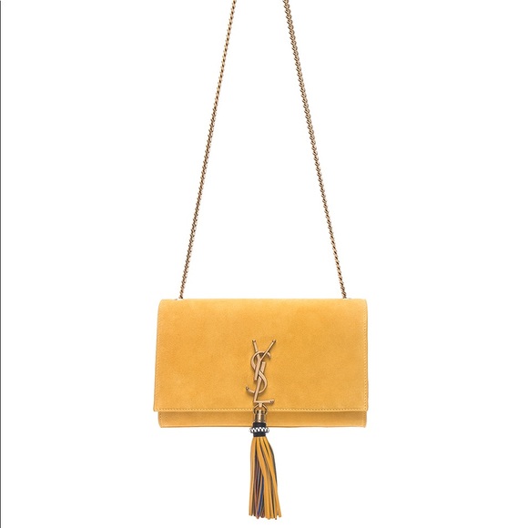 YSL Medium Kate Yellow Suede Tassel Bag - Picture 2 of 7